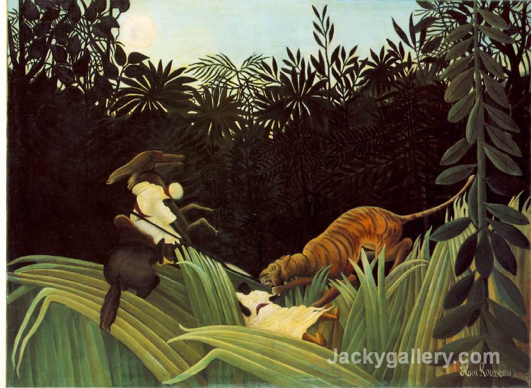 Scout Attacked by a Tiger by Henri Rousseau paintings reproduction